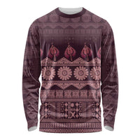 Bula Fiji Iri ni Meke Long Sleeve Shirt Piqi Fijian Masi LT14 Unisex Pink - Polynesian Pride