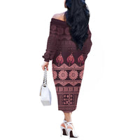 Bula Fiji Iri ni Meke Off The Shoulder Long Sleeve Dress Piqi Fijian Masi LT14 - Polynesian Pride
