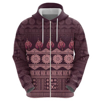 Bula Fiji Iri ni Meke Zip Hoodie Piqi Fijian Masi LT14 - Polynesian Pride