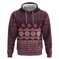 Bula Fiji Iri ni Meke Zip Hoodie Piqi Fijian Masi LT14 Pullover Hoodie Pink - Polynesian Pride
