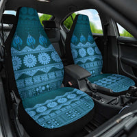 Bula Fiji Iri ni Meke Car Seat Cover Karakarawa Fijian Masi LT14 One Size Blue - Polynesian Pride
