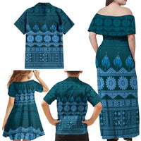 Bula Fiji Iri ni Meke Family Matching Off Shoulder Maxi Dress and Hawaiian Shirt Karakarawa Fijian Masi LT14 - Polynesian Pride