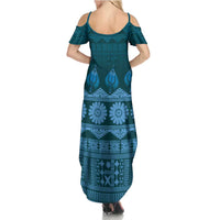 Bula Fiji Iri ni Meke Family Matching Summer Maxi Dress and Hawaiian Shirt Karakarawa Fijian Masi LT14 - Polynesian Pride