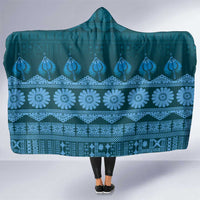 Bula Fiji Iri ni Meke Hooded Blanket Karakarawa Fijian Masi LT14 One Size Blue - Polynesian Pride