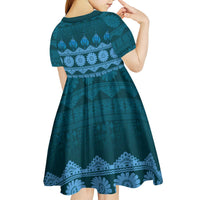Bula Fiji Iri ni Meke Kid Short Sleeve Dress Karakarawa Fijian Masi LT14 - Polynesian Pride