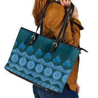 Bula Fiji Iri ni Meke Leather Tote Bag Karakarawa Fijian Masi LT14 - Polynesian Pride