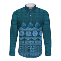Bula Fiji Iri ni Meke Long Sleeve Button Shirt Karakarawa Fijian Masi - Polynesian Pride