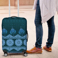Bula Fiji Iri ni Meke Luggage Cover Karakarawa Fijian Masi LT14 Blue - Polynesian Pride