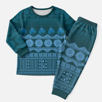 Bula Fiji Iri ni Meke Christmas Pajama Set Karakarawa Fijian Masi LT14 Men Blue - Polynesian Pride