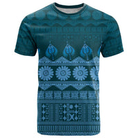 Bula Fiji Iri ni Meke T Shirt Karakarawa Fijian Masi LT14 Blue - Polynesian Pride