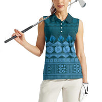 Bula Fiji Iri ni Meke Women Sleeveless Polo Shirt Karakarawa Fijian Masi LT14 - Polynesian Pride