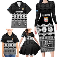 Fiji Tapa Rugby Custom Family Matching Long Sleeve Bodycon Dress and Hawaiian Shirt Go Fijiana LT14 - Polynesian Pride