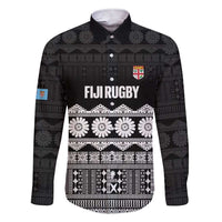 Fiji Tapa Rugby Custom Family Matching Short Sleeve Bodycon Dress and Hawaiian Shirt Go Fijiana LT14 Dad's Shirt - Long Sleeve Black - Polynesian Pride
