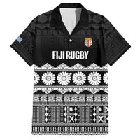 Fiji Tapa Rugby Custom Family Matching Tank Maxi Dress and Hawaiian Shirt Go Fijiana LT14 Dad's Shirt - Short Sleeve Black - Polynesian Pride