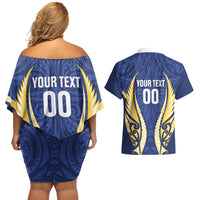 Bay of Plenty 2026 Rugby Custom Couples Matching Off Shoulder Short Dress and Hawaiian Shirt NZ Maori Silver Fern LT14 - Polynesian Pride