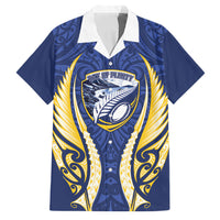 Bay of Plenty 2026 Rugby Custom Family Matching Mermaid Dress and Hawaiian Shirt NZ Maori Silver Fern LT14 Dad's Shirt - Short Sleeve Blue - Polynesian Pride