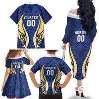 Bay of Plenty 2026 Rugby Custom Family Matching Off The Shoulder Long Sleeve Dress and Hawaiian Shirt NZ Maori Silver Fern LT14 - Polynesian Pride