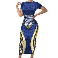 Bay of Plenty 2026 Rugby Custom Short Sleeve Bodycon Dress NZ Maori Silver Fern LT14 Long Dress Blue - Polynesian Pride