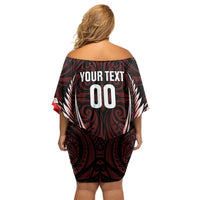 Canterbury 2026 Rugby Custom Family Matching Off Shoulder Short Dress and Hawaiian Shirt NZ Maori Silver Fern LT14 - Polynesian Pride