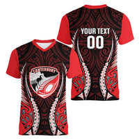 Canterbury 2026 Rugby Custom Women V-Neck T-Shirt NZ Maori Silver Fern