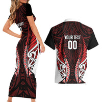 Counties Manukau 2026 Rugby Custom Couples Matching Short Sleeve Bodycon Dress and Hawaiian Shirt NZ Maori Silver Fern LT14 - Polynesian Pride