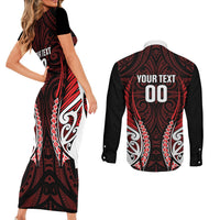Counties Manukau 2026 Rugby Custom Couples Matching Short Sleeve Bodycon Dress and Long Sleeve Button Shirt NZ Maori Silver Fern LT14 - Polynesian Pride