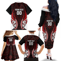 Counties Manukau 2026 Rugby Custom Family Matching Off The Shoulder Long Sleeve Dress and Hawaiian Shirt NZ Maori Silver Fern LT14 - Polynesian Pride