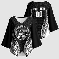 Hawke's Bay 2026 Rugby Custom Kimono Sleeve Blouse NZ Maori Silver Fern