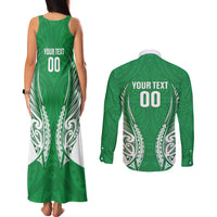 Manawatu 2026 Rugby Custom Couples Matching Tank Maxi Dress and Long Sleeve Button Shirt NZ Maori Silver Fern LT14 - Polynesian Pride