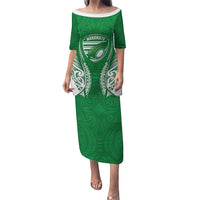 Manawatu 2026 Rugby Custom Family Matching Puletasi and Hawaiian Shirt NZ Maori Silver Fern LT14 Mom's Dress Green - Polynesian Pride