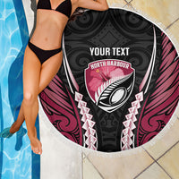 North Harbour 2026 Rugby Custom Beach Blanket NZ Maori Silver Fern