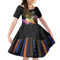 Kadayawan Philippines Family Matching Off The Shoulder Long Sleeve Dress and Hawaiian Shirt Filipino Eagle Happy 39th Anniversary LT14 Daughter's Dress Black - Polynesian Pride
