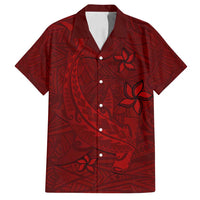 Oxblood Polynesia Family Matching Summer Maxi Dress and Hawaiian Shirt Hawaiian Tribal Hammerhead Shark Tattoo LT14 Dad's Shirt - Short Sleeve Oxblood - Polynesian Pride