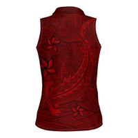 Oxblood Polynesia Women Sleeveless Polo Shirt Hawaiian Tribal Hammerhead Shark Tattoo LT14 - Polynesian Pride
