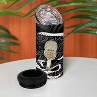 Black New Zealand Eel 4 in 1 Can Cooler Tumbler Aotearoa Maori Tuna With Kotiate Weapon LT14 - Polynesian Pride