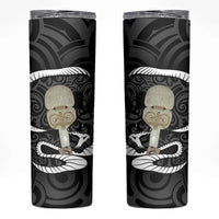 Black New Zealand Eel Skinny Tumbler Aotearoa Maori Tuna With Kotiate Weapon LT14 Black - Polynesian Pride