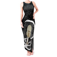 Black New Zealand Eel Tank Maxi Dress Aotearoa Maori Tuna With Kotiate Weapon LT14 Women Black - Polynesian Pride