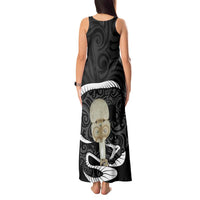 Black New Zealand Eel Tank Maxi Dress Aotearoa Maori Tuna With Kotiate Weapon LT14 - Polynesian Pride