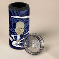 Blue New Zealand Eel 4 in 1 Can Cooler Tumbler Aotearoa Maori Tuna With Kotiate Weapon LT14 - Polynesian Pride