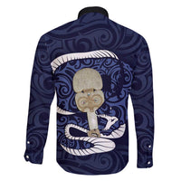 Blue New Zealand Eel Family Matching Off Shoulder Maxi Dress and Hawaiian Shirt Aotearoa Maori Tuna With Kotiate Weapon LT14 - Polynesian Pride