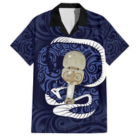 Blue New Zealand Eel Family Matching Summer Maxi Dress and Hawaiian Shirt Aotearoa Maori Tuna With Kotiate Weapon LT14 Dad's Shirt - Short Sleeve Blue - Polynesian Pride