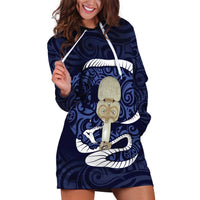 Blue New Zealand Eel Hoodie Dress Aotearoa Maori Tuna With Kotiate Weapon LT14 Blue - Polynesian Pride