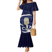Blue New Zealand Eel Mermaid Dress Aotearoa Maori Tuna With Kotiate Weapon LT14 Women Blue - Polynesian Pride