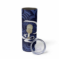 Blue New Zealand Eel Skinny Tumbler Aotearoa Maori Tuna With Kotiate Weapon LT14 - Polynesian Pride
