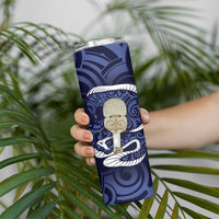 Blue New Zealand Eel Skinny Tumbler Aotearoa Maori Tuna With Kotiate Weapon LT14 - Polynesian Pride