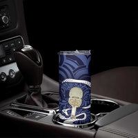 Blue New Zealand Eel Skinny Tumbler Aotearoa Maori Tuna With Kotiate Weapon LT14 - Polynesian Pride