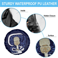 Blue New Zealand Eel Spare Tire Cover Aotearoa Maori Tuna With Kotiate Weapon