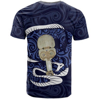 Blue New Zealand Eel T Shirt Aotearoa Maori Tuna With Kotiate Weapon LT14 - Polynesian Pride
