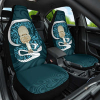 Turquoise New Zealand Eel Car Seat Cover Aotearoa Maori Tuna With Kotiate Weapon LT14 One Size Turquoise - Polynesian Pride
