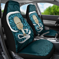 Turquoise New Zealand Eel Car Seat Cover Aotearoa Maori Tuna With Kotiate Weapon LT14 - Polynesian Pride
